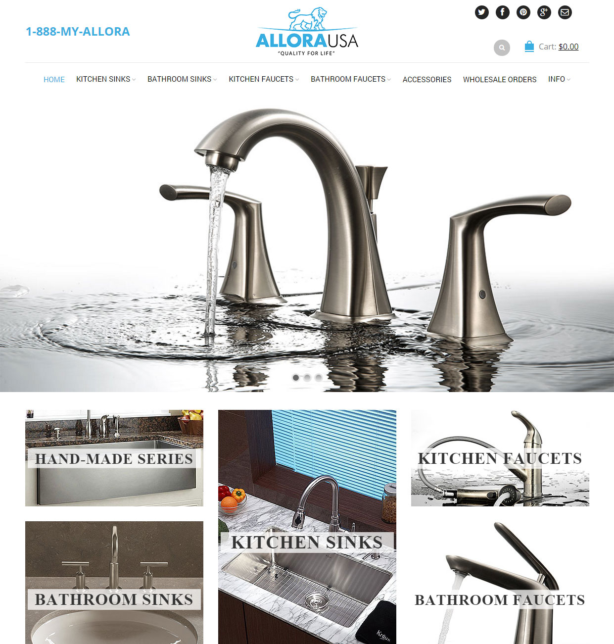 custom wordpress website for kitchen sink and faucet manufacturer
